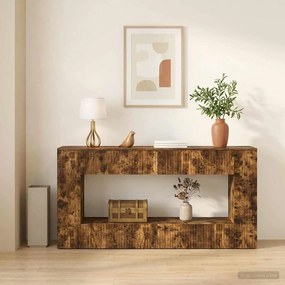 vidaXL Τραπέζι κονσόλας Ριγέ Καπνιστή Δρυς 155 x 29 x 74 εκ.