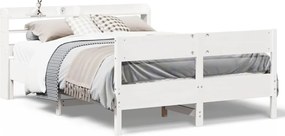 vidaXL Σκελετός Κρεβ. Χωρίς Στρώμα Λευκό 150x200 εκ Μασίφ Πεύκο