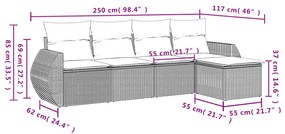 vidaXL Σετ Καναπέ Κήπου 5 τεμ. Μπεζ Συνθετικό Ρατάν με Μαξιλάρι