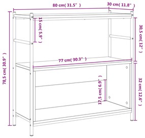 Βιβλιοθήκη Μαύρη 80x30x78,5 εκ. Επεξεργασμένο Ξύλο / Σίδηρος - Μαύρο