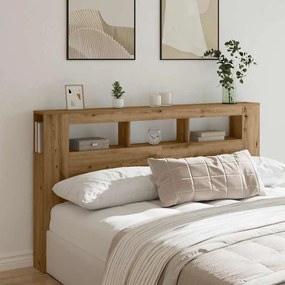 vidaXL LED κεφαλάρι Artisan Oak 180x18,5x103,5 cm Κατασκευασμένο ξύλο