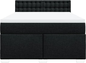 vidaXL Κρεβάτι Boxspring με Στρώμα Μαύρο 140x190 εκ. Υφασμάτινο