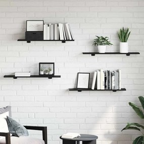 vidaXL Ράφι Βιβλίων 4 pcs Μαύρο 80 x 20 x 1.5 cm Επεξεργασμένο ξύλο