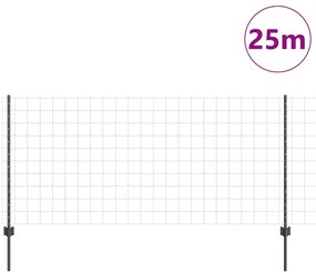 vidaXL Τείχος και Πόστ Γκρι 1 x 25 m Ατσάλι