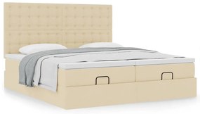 vidaXL Οθωμανικό Κρεβάτι με Στρώματα Κρέμα 200x200cm Ύφασμα