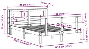 ΣΚΕΛΕΤΟΣ ΚΡΕΒΑΤΙΟΥ ΧΩΡΙΣ ΣΤΡΩΜΑ 140X200 ΕΚ ΜΑΣΙΦ ΞΥΛΟ ΠΕΥΚΟΥ 3305800