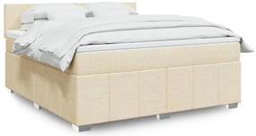 vidaXL Κρεβάτι Boxspring με Στρώμα Κρεμ 180x200 εκ. Υφασμάτινο