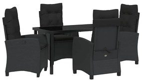 vidaXL Σέτ φαγητού για κήπο με μαξιλάρι 5 pcs Μαύρο συνθετικό ρατάν