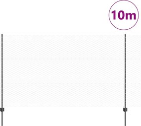 vidaXL Εξωτερική εξάγωνη περίφραξη με στήλη 10 x 1,4 μ Γκρι Δίχτυ