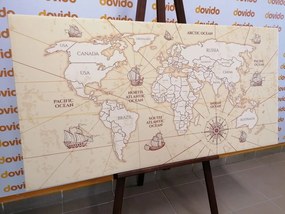 Εικόνα στον παγκόσμιο χάρτη φελλού με βάρκες - 100x50  smiley