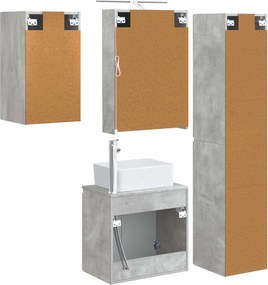 vidaXL Σετ Ντουλαπιών Μπάνιου 5 pcs Γκρι Σκυροδέματος