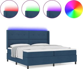 vidaXL LED Κρεβάτι με βάθρο με στρώμα Μπλε 200 x 200 cm ύφασμα