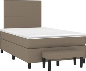 vidaXL Κρεβάτι Boxspring με Στρώμα Taupe 120x190 εκ. Υφασμάτινο