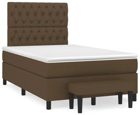 vidaXL Κρεβάτι Boxspring με Στρώμα Σκούρο Καφέ 120x190 εκ Υφασμάτινο