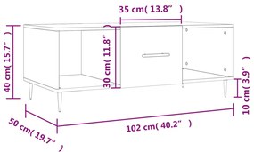 Τραπεζάκι Σαλονιού Λευκό 102x50x40 εκ. από Επεξεργασμένο Ξύλο - Λευκό