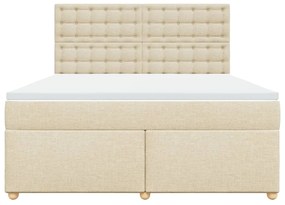 vidaXL Κρεβάτι Boxspring με Στρώμα Κρεμ 180x200 εκ. Υφασμάτινο