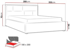 Κρεβάτι Pomona 104, Διπλό, Γκρι, 180x200, Ταπισερί, Τάβλες για Κρεβάτι, 200x223x93cm, 98 kg | Epipla1.gr