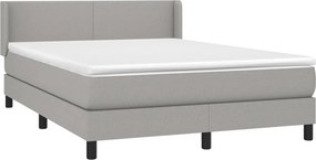 vidaXL Κρεβάτι Boxspring με Στρώμα Ανοιχτό Γκρι 140x200 εκ. Υφασμάτινο