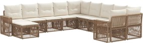 vidaXL Σετ Καναπέ Κήπου 11 pcs Μπεζ και Κρέμ συνθετικό ρατάν