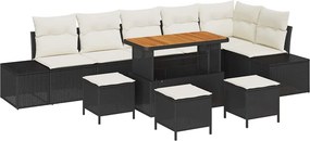 vidaXL Σετ Καναπέ Κήπου με μαξιλάρι 10 pcs Μαύρο Πολυ ράταν