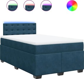 vidaXL Κρεβάτι Boxspring με Στρώμα Μπλε 120x200 εκ. Βελούδινο