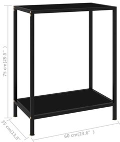 vidaXL Τραπέζι Κονσόλα Μαύρο 60 x 35 x 75 εκ. από Ψημένο Γυαλί