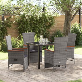 vidaXL Ρινκτικές Καρέκλες Κήπου 5 pcs Γκρι Σκούρο Γκρι τόνος ξύλου