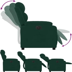 vidaXL Πολυθρόνα Ανακλινόμενη Ηλεκτρική Σκούρο Πράσινο Βελούδινη