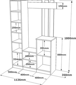 Έπιπλο Εισόδου Πεύκο Atlantic / Ανθρακί DD7 113,6x37,5x179,7