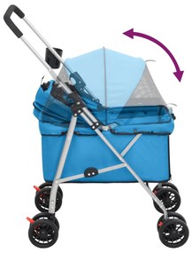 vidaXL Καρότσι Σκύλου Πτυσσόμενο Μπλε 76 x 50 x 100 εκ. Ύφασμα Oxford