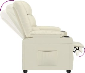 vidaXL Πολυθρόνα Ανακλινόμενη Κρεμ από Συνθετικό Δέρμα