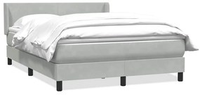 vidaXL Κρεβάτι Boxspring με Στρώμα Ανοιχτό Γκρι 160x220 εκ. Βελούδινο