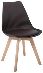 Καρέκλα Martin Stripe ΕΜ136,01S 49x56x82cm Brown Σετ 4τμχ Ξύλο,Πολυπροπυλένιο