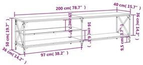 Έπιπλο Τηλεόρασης Γκρι Sonoma 200x40x50 εκ. Επεξ. Ξύλο - Γκρι