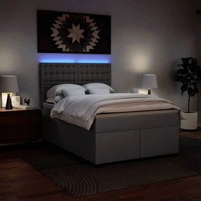 vidaXL Κρεβάτι Boxspring με Στρώμα Γκρι 140x190εκ. από Συνθετικό Δέρμα