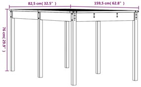 Τραπέζι Κήπου Μαύρο 159,5x82,5x76 εκ. από Μασίφ Ξύλο Πεύκου 823980