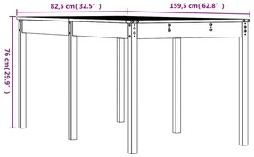 ΤΡΑΠΕΖΙ ΚΗΠΟΥ ΜΑΥΡΟ 159,5X82,5X76 ΕΚ. ΑΠΟ ΜΑΣΙΦ ΞΥΛΟ ΠΕΥΚΟΥ 823980