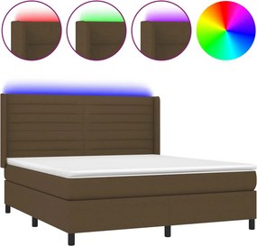 vidaXL LED Κρεβάτι με βάθρο με κεφαλάρι ύφασμα