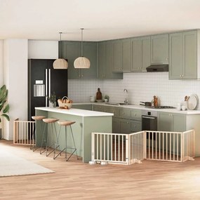 Διαχωριστικό Σκύλων/Πόρτα Πτυσσόμενο 6 Πάνελ 480εκ. Ξύλο Λεύκας