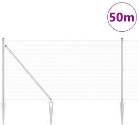 vidaXL Συρματόπλεγμα με 13 Στήλες Σπείρου 1x50 μ Γαλβανισμένος Ατσάλι
