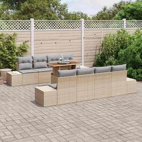 vidaXL Σέτ φαγητού για κήπο με μαξιλάρι 9 pcs Μπεζ και Γκρι