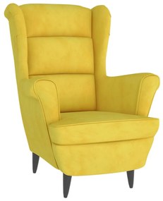 vidaXL Πολυθρόνα Μουσταρδί Κίτρινη Βελούδινη με Σκαμπό