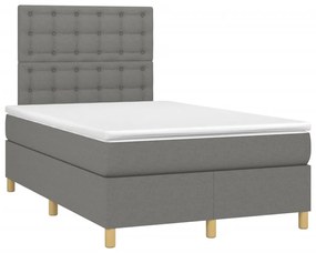 ΚΡΕΒΑΤΙ BOXSPRING ΜΕ ΣΤΡΩΜΑ &amp; LED ΣΚ.ΓΚΡΙ 120X190ΕΚ. ΥΦΑΣΜΑΤΙΝΟ 3270275