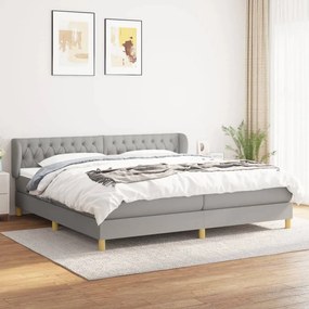 Κρεβάτι Boxspring με Στρώμα Ανοιχτό Γκρι 200x200 εκ. Υφασμάτινο