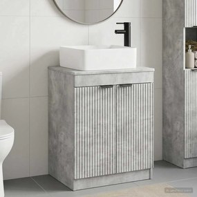 vidaXL Σετ Επίπλων Μπάνιου Γκρι Σκυροδέματος Επεξεργασμένο Ξύλο