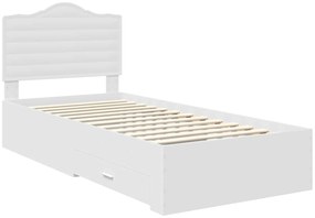vidaXL Σκελετός Κρεβατιού Λευκό 90 x 190 cm Επεξεργασμένο ξύλο