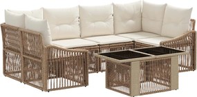 vidaXL Σετ Καναπέ Κήπου 7 τμχ. Μπεζ και Κρέμ 100 x 55 x 73 εκ