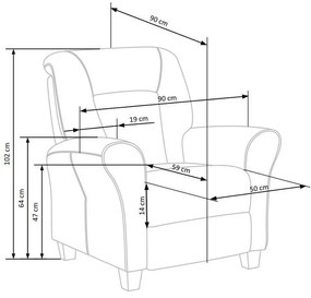 Ρυθμιζόμενη πολυθρόνα Houston 848, Οξιά, Γκρι, 90x90x76cm, Πόδια: Ξύλο