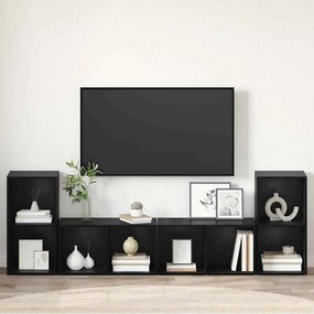 vidaXL Σετ επίπλου τηλεόρασης 4 pcs Μαύρη Οξυά Επεξεργασμένο Ξύλο