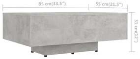 vidaXL Τραπεζάκι Σαλονιού Γκρι Σκυροδέματος 85x55x31 εκ. Επεξ. Ξύλο